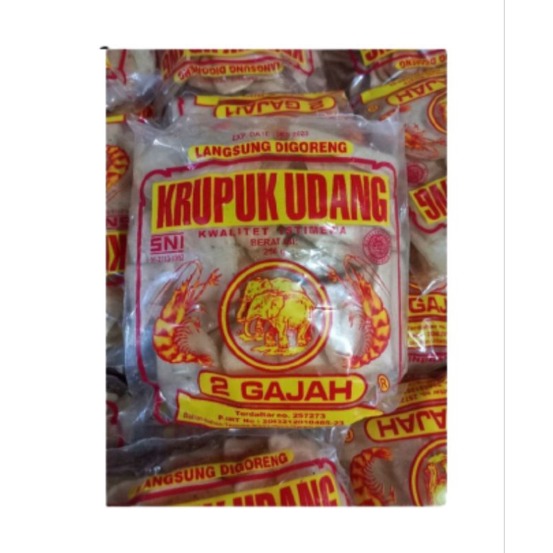 

KRUPUK UDANG CAP 2 GAJAH 250 GRAM (UKURAN SEDANG) / KERUPUK UDANG 2GAJAH LANGSUNG DI GORENG TANPA DI JEMUR ENAK,GURIH,RENYAH