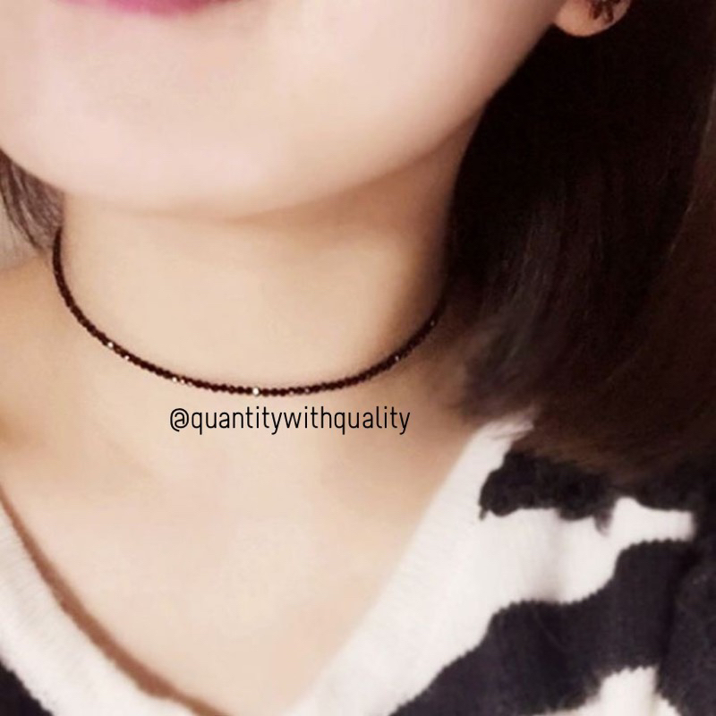 PROMO 11.11 Kalung Manik Kristal Hitam Mewah Wanita Choker Premium Korean Style