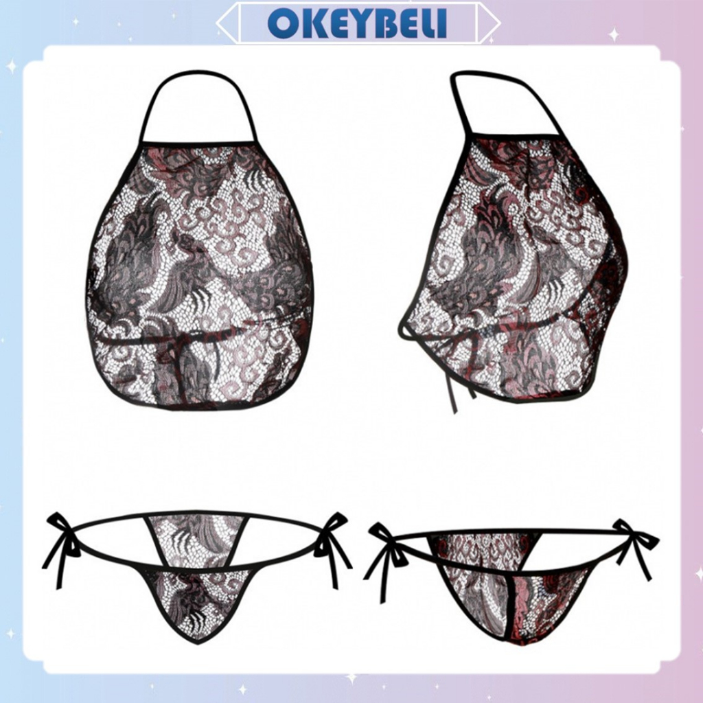 •OKEY BELI•BT1317 Set Lingerie lingeri Baju Tidur Wanita Sexy Apron Motif Batik Celemek Nightdress