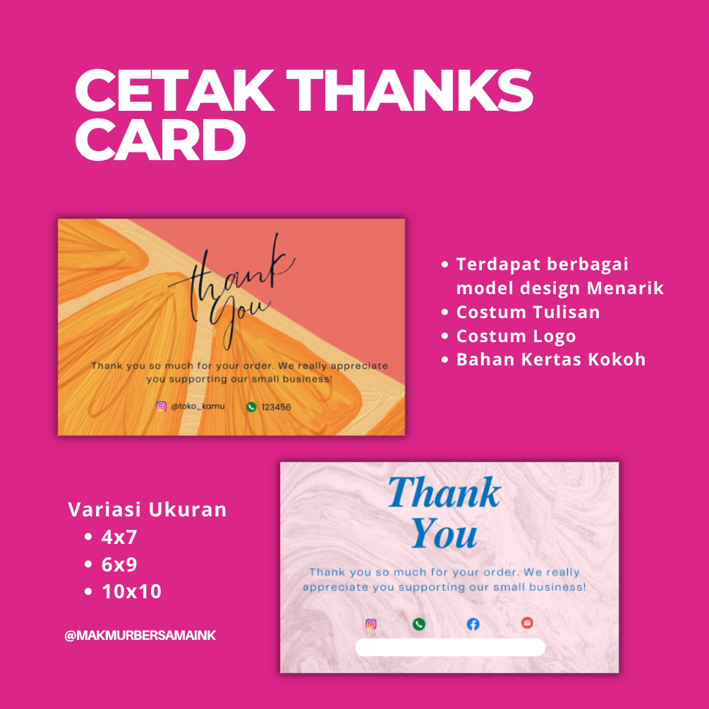 

Kartu Ucapan / Thank You Card Custom / Thank You Card Untuk Online Shop
