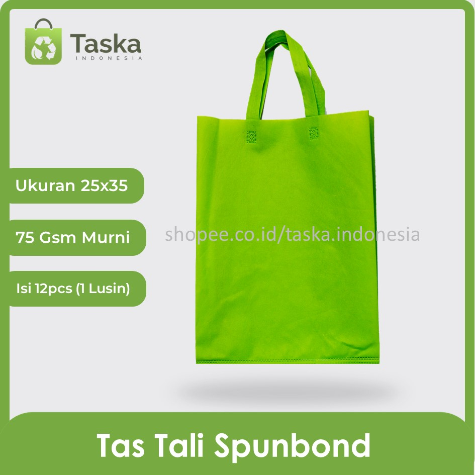 

TAS SPUNBOND HANDLE 25x35 LUSINAN WARNA HIJAU MUDA / Tas Belanja Murah / Kantong Belanja