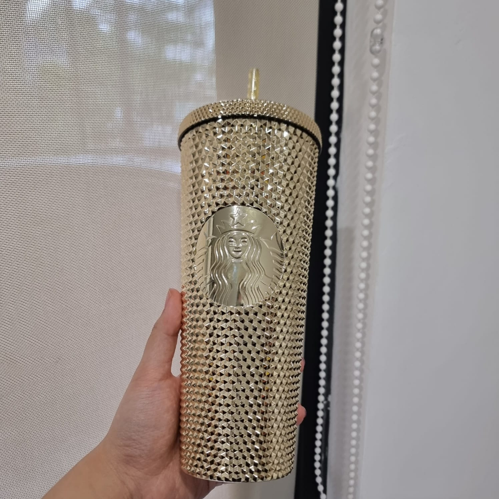 Starbucks Gold Metalilc Studded Bling Cup Tumbler Edisi Natal 2022