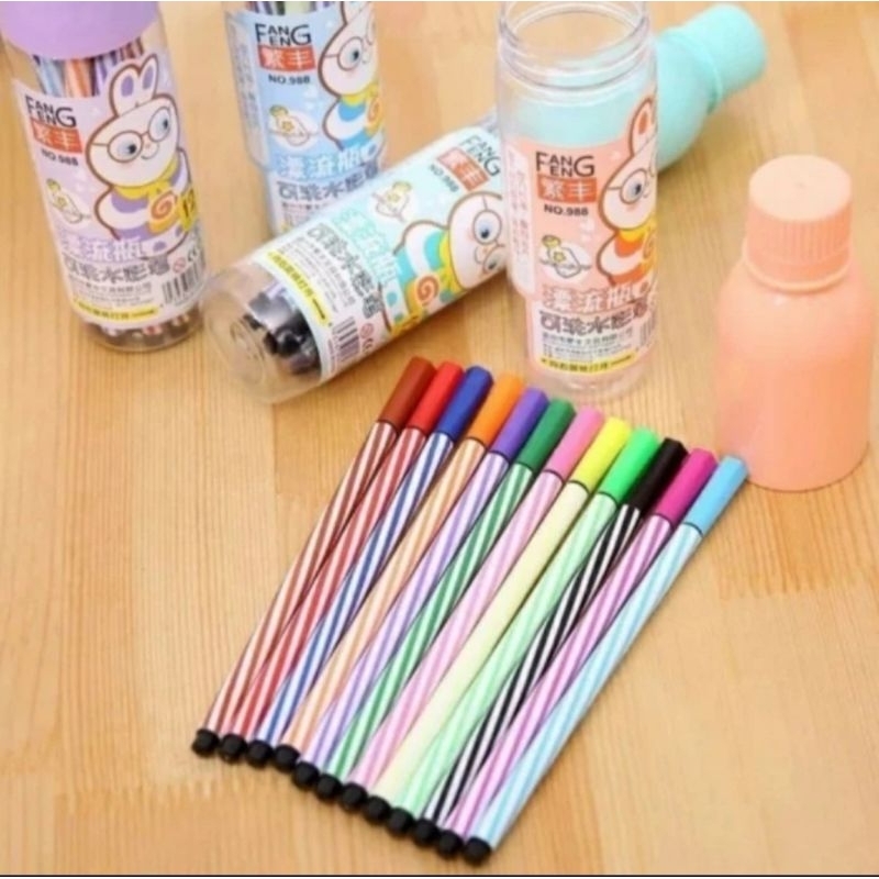 

KAN Spidol Warna Warni Kemasan Botol Alat Lukis Alat Tulis Anak Isi 12 Warna