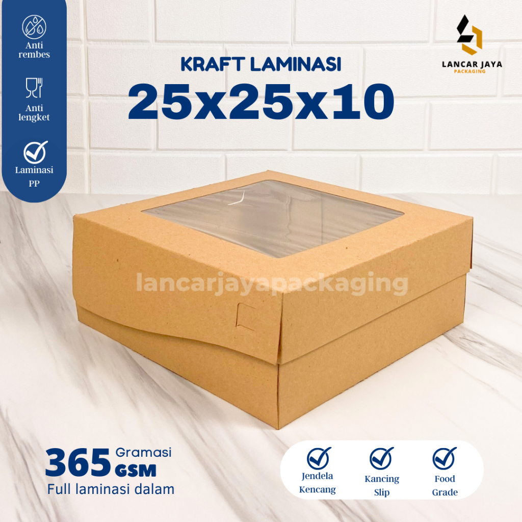 

[350 gsm] Box Tart Kotak Kue Chiffon Cake Pudding Kraft Jendela 25x25x10