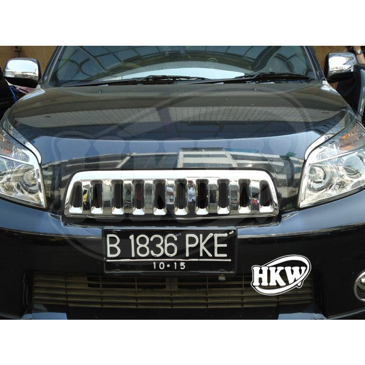 NEW RUSH 12 FRONT GRILLE COVER M/HUMMER CHROME - GRILL DEPAN RUSH LAMA 2012-2014 MODEL FULL CHROME -