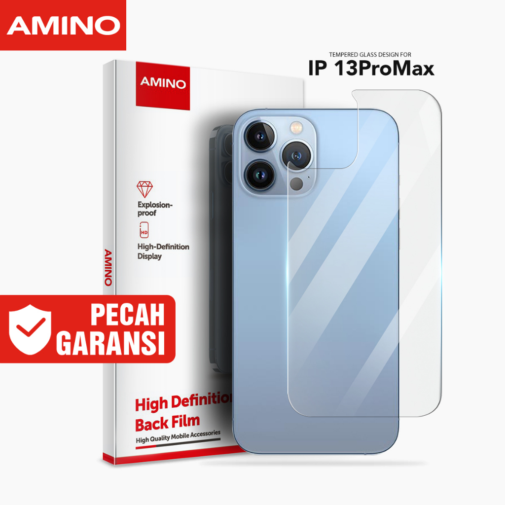 AMINO Back Tempered Glass Untuk Iphone 13 Pro Max Clear Anti Gores Belakang Protector 9H Glass