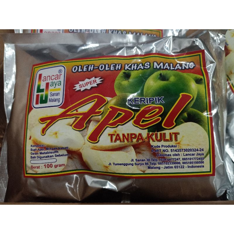 Keripik apel lancar jaya 100gr/kripikapel/oleh-oleh khas malang