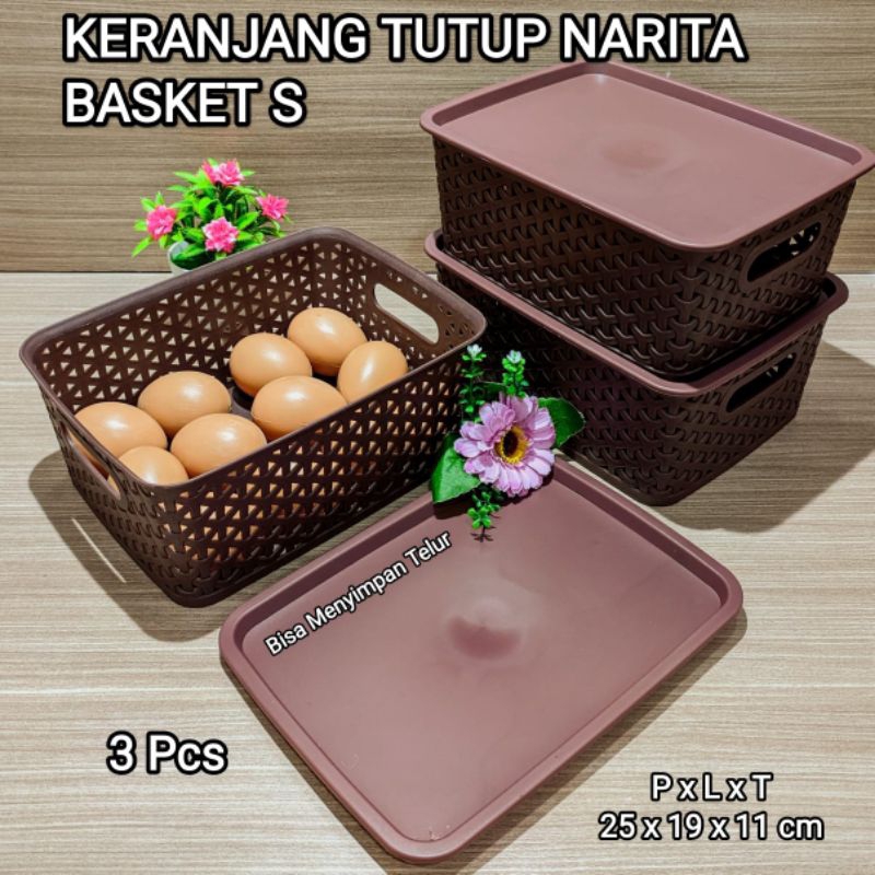 KERANJANG TUTUP NARITA BASKET S. *1 Set 3 Pcs*