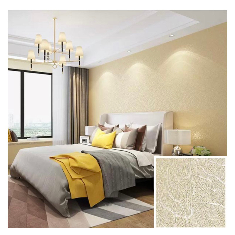 Wallpaper Wallsticker Sticker Dinding Perabot Polos Serat Tekstur Cream Pink Abu Hitam