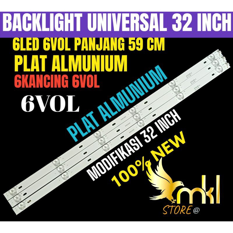 BACKLIGHT TV LCD LED 32 INCH 6KANCING 6VOL MODIFIKASI 32 INCH PLAT ALMUNIUM