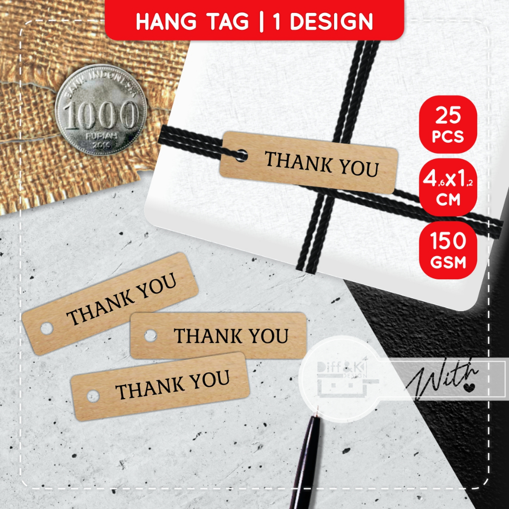 

Label Hang Tag Thank You Simpel Simple Kraft Rustic Vintage Coklat Packaging Gift Hampers Wrapping Kado Hadiah DIY Craft Murah