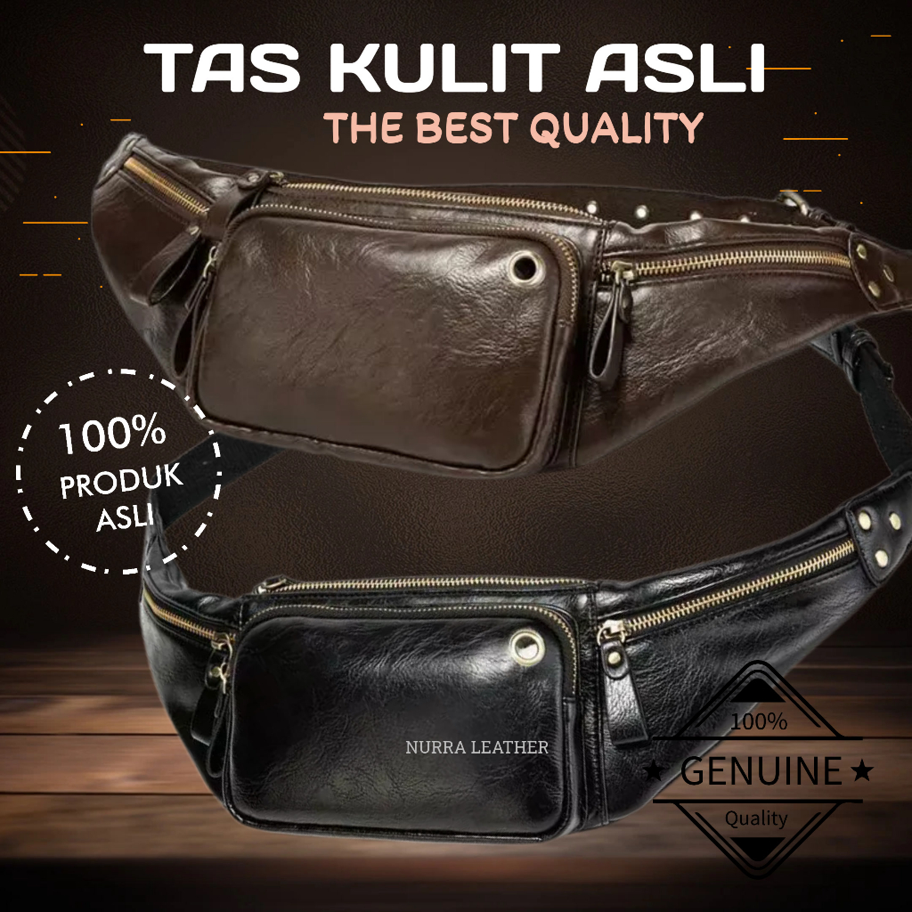 Tas Waistbag Kulit Asli Pria- Tas Kulit Asli Pria Premium Waistbag - Tas Pria Kulit Premium maeza_le