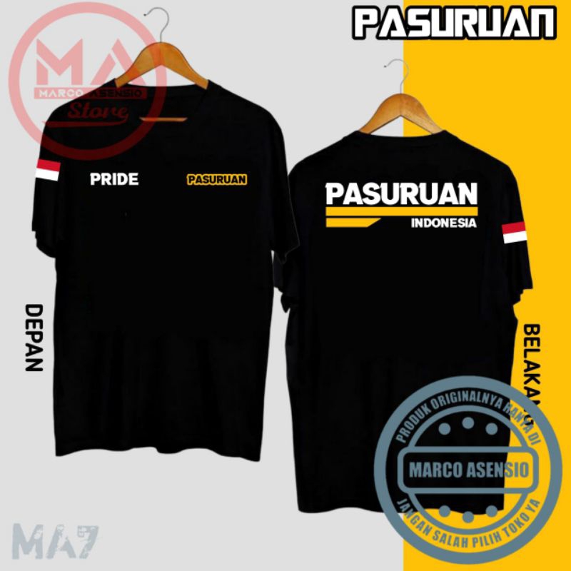 KAOS PREMIUM FASHION PRIA MAUPUN WANITA DESAIN TULISAN PRIDE PASURUAN INDONESIA / MA7 JTR