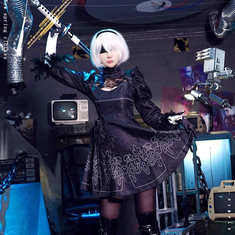 【Lolicos】Ready NieR: Automata 2B YoRHa Cosplay Costume Fullset Wig Game