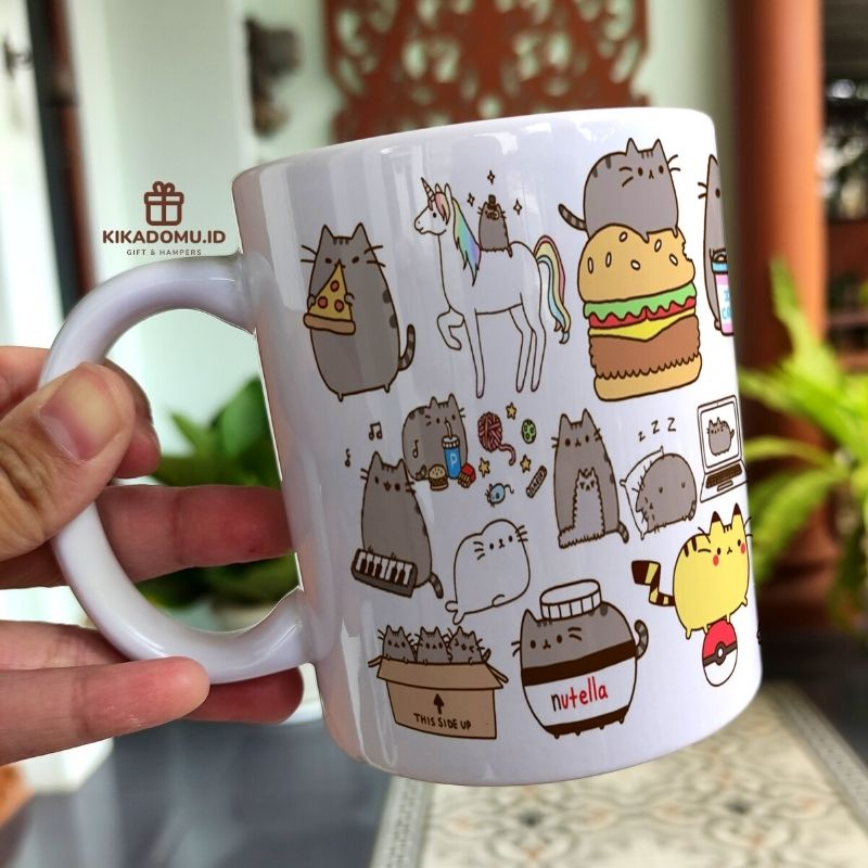 Pusheen plush kitty kucing lovers mug custom nama gift box birthday self reward gamer