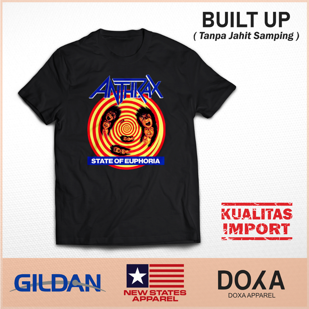 Kaos Built Up BAND ANTHRAX  | TSHIRT MUSIC TRASH METAL PREMIUM | BAJU DISTRO PUNK ANTHRAX