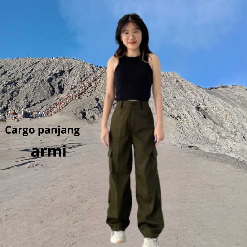 Celana Cargo Panjang Wanita-Celana Panjang Wanita Bahan Dril