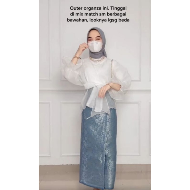 RONE Organza Wrap Blouse Atasan Organza Top Ribbon Outer Ruffle Blouse Organza Outer Tille Outer Tul