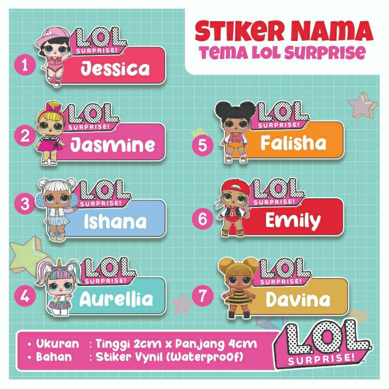 

STICKER NAMA KARAKTER LABEL BAHAN VINYL PREMIUM 100%
