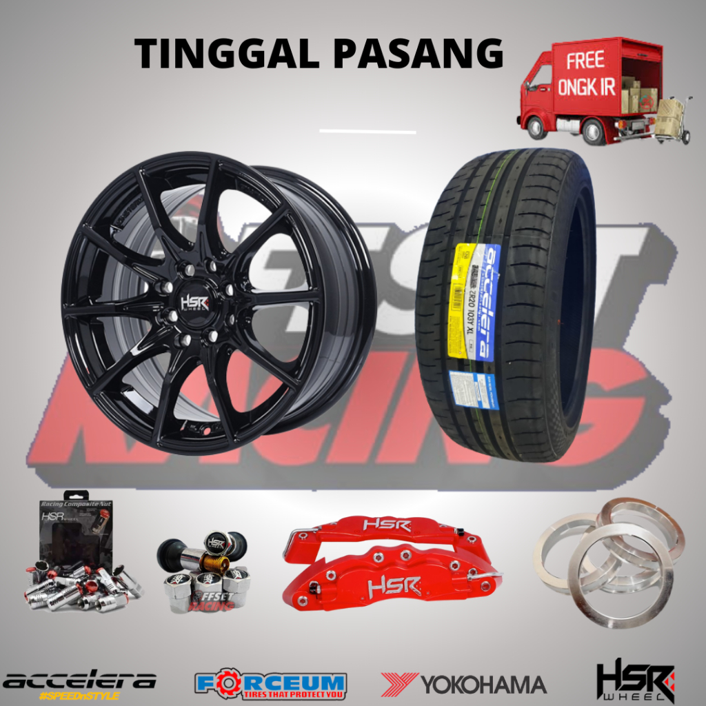 Velg mobl Paket komplit HSR TX-702 R15X7 H8X100-114,3 ET42 Brio, City, Estilo, Fit, Freed, Ferio
