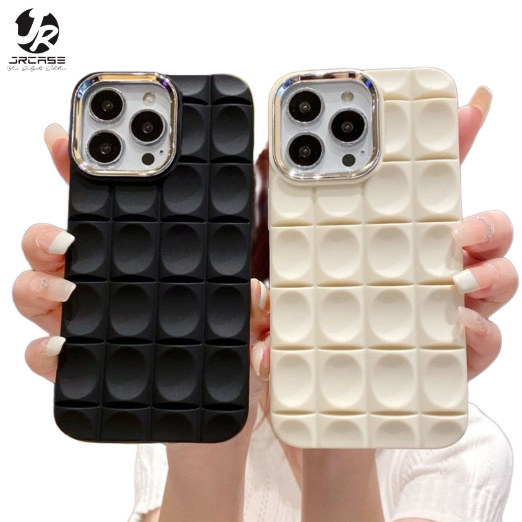 JRCASE Soft Frame Chrome 3D Chocolate Bar For iPhone 13 13 pro 13 promax 14 14 pro 14 plus 14 promax