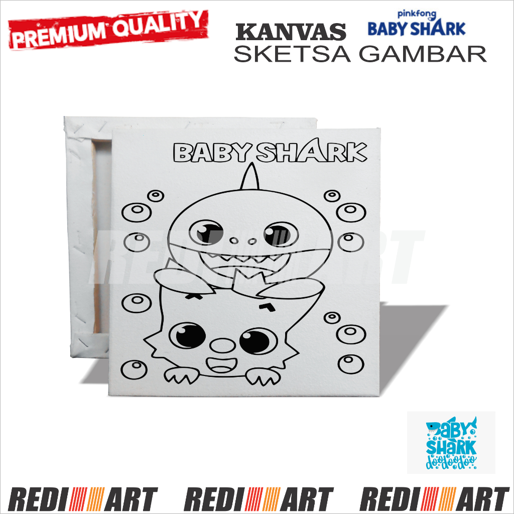 Kanvas Lukis Sketsa BABY SHARK / Kanvas Sketsa Mewarnai BABY SHARK