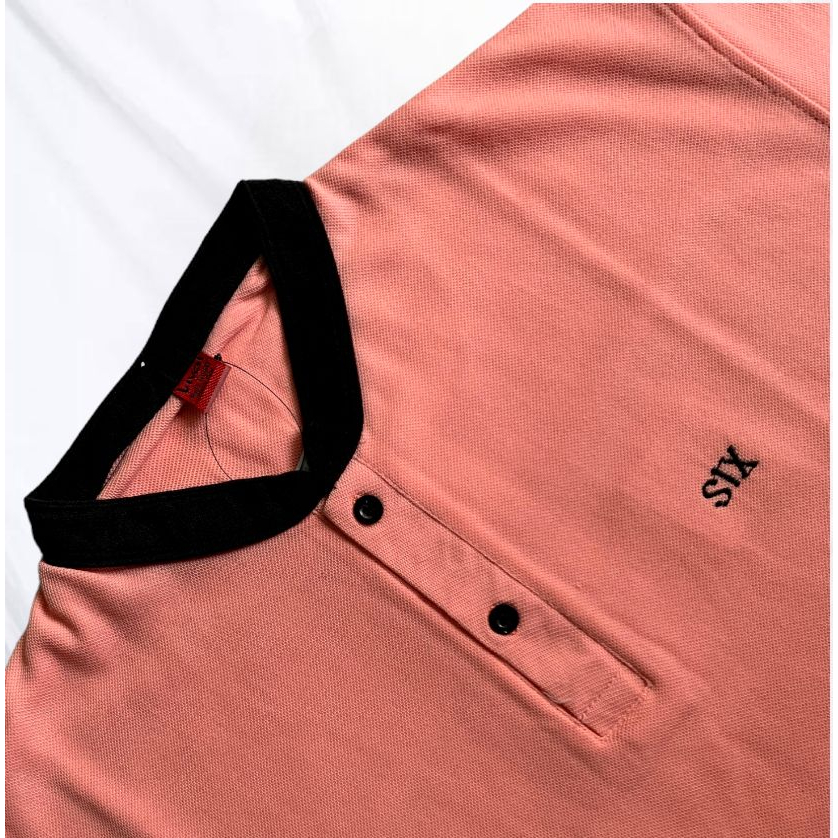 Kaos Polo Kerah Sanghai Pria Dewasa Lengan Pendek Peach Bahan Katun