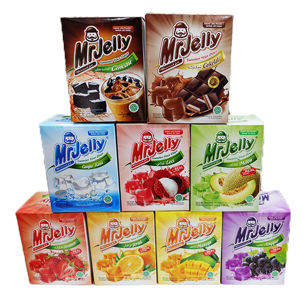 

MR JELLY (JELI BUBUK) All Varian @ Sachet - MrJelly Pudding Agar-Agar - Nutrijell Plain Tanpa Rasa Chocolate Choco Coklat Stroberi Strawberry Melon Anggur Mangga Jeruk Orange Leci Lychee Cincau Kelapa Muda Coconut Gula Aren