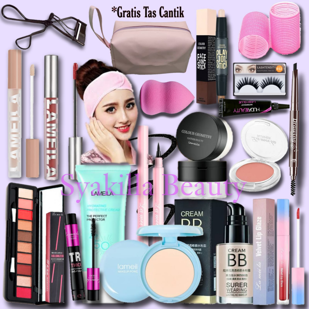 Paket Kosmetik Super Varian Lengkap 19 In 1 Lameila / Paket Kosmetik Lengkap / Makeup Set Kecantikan
