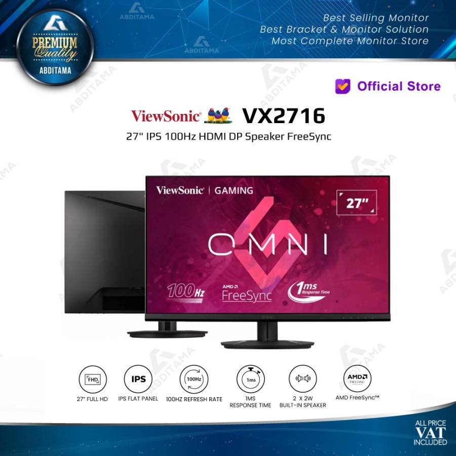 Monitor LED ViewSonic 27" / 27 inch VX2716 IPS 100Hz