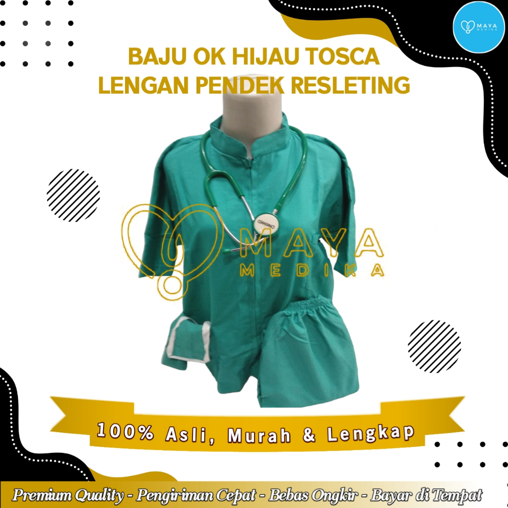Baju OK Hijau Tosca Lengan Pendek Baju Resleting Celana Karet
