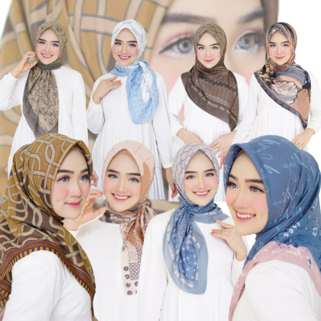 NAYA ( 1 - 50 ) Hijab Segi empat motif Kerudung Segi empat Voal motif terbaru