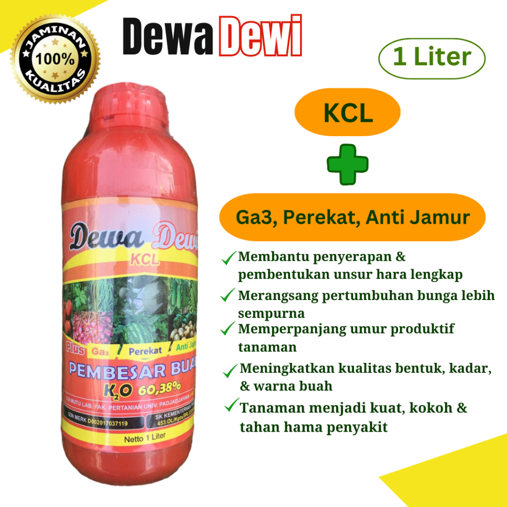 Pupuk Cair KCL Dewa Dewi 1 Liter - Pupuk KCL Pembesar Buah