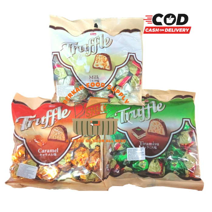 

Nafariz724 ( Berkah ) Elvan Truffle Chocolate 115Gr Milk Tiramisu Caramel Coconut Hazelnut
