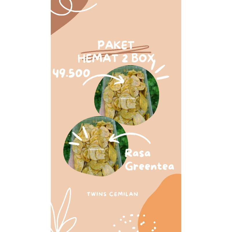 

2 BOX KERIPIK PISANG LUMER RASA GREENTEA