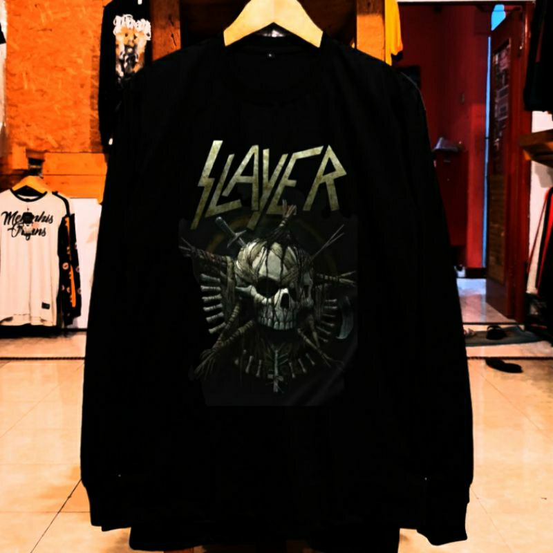 KAOS PRIA PANJANG BAND SLAYER METAL ORIGINAL DISTRO - KAOS PANJANG PRIA BAND METAL LUAR  NEGERI TERB