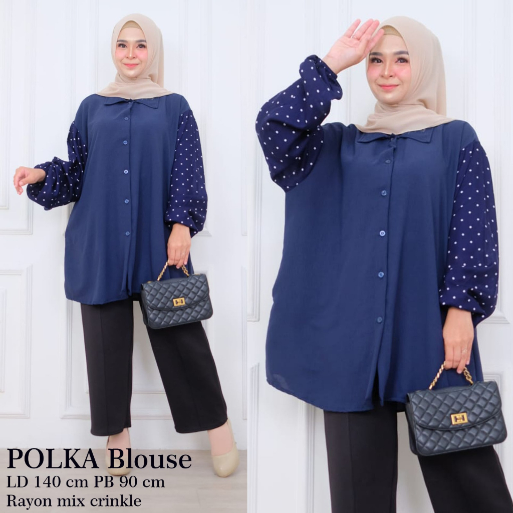 Tunik Atasan Wanita LD 140 Bahan Rayon Mix Crinkle Jumbo Super Besar Muat Bb 100 120 Kemeja Blouse P