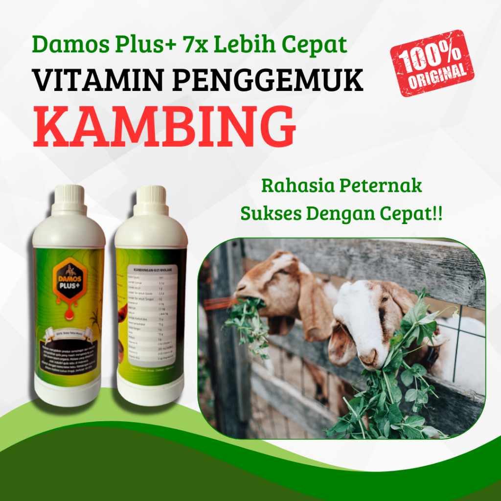 Damos Plus Kambing Penggemuk Super Vitamin Penambah Nafsu Makan Obat Cacing Kambing Cair Terbaik Mol