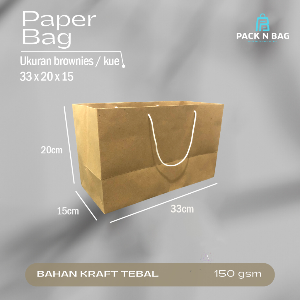 

paper bag 33x20 ukuran brownies bolu bahan tebal 150gsm