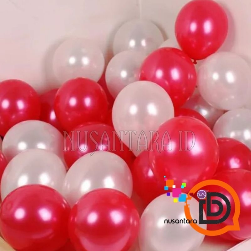 Balon latex merah putih / balon metalik  balon karnapal HUT RI / balon metalik merah putih polos