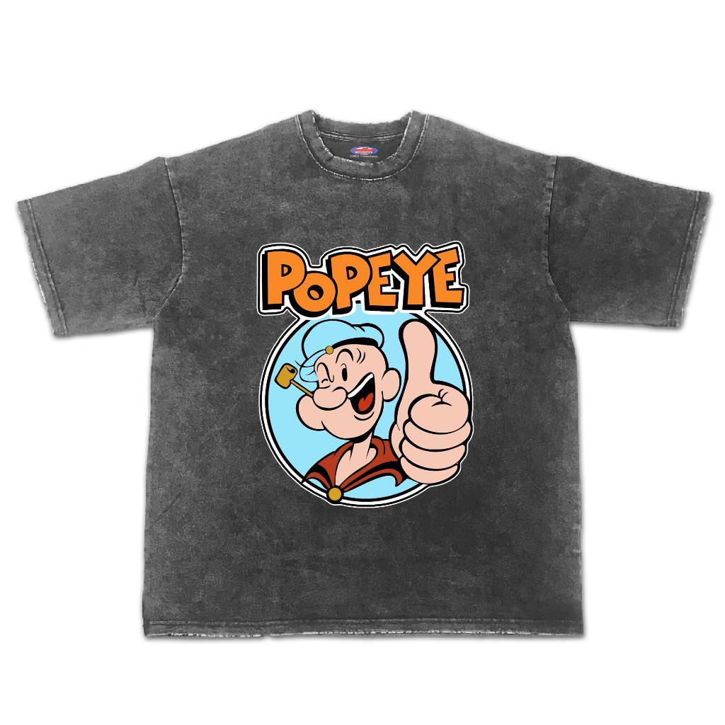 Kaos Kartun Popeye Oversize Stone Wash