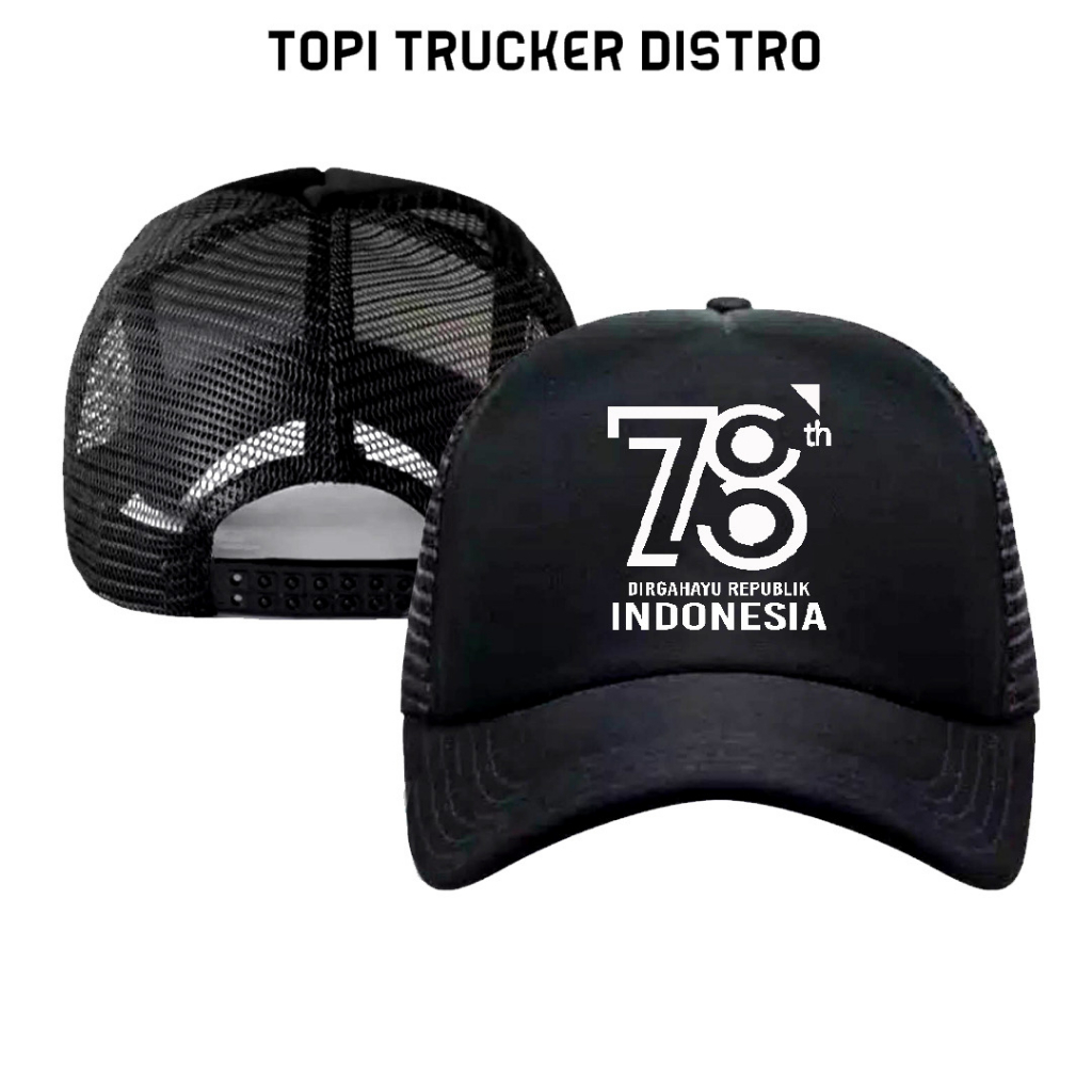 Topi Jaring Pria Wanita Anak Remaja Dewasa Topi Trucker Distro Indonesia Merdeka ke 78 Hut Ri Dirgah