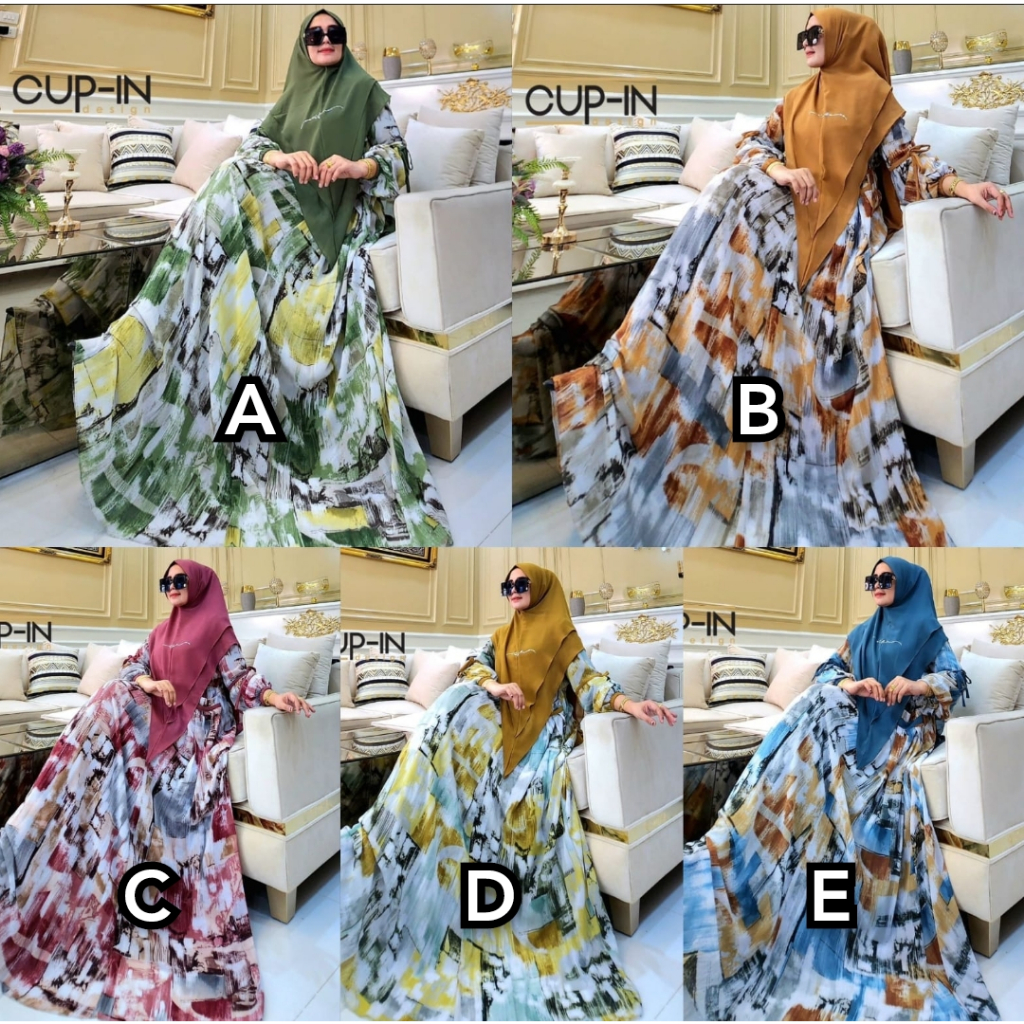 Gendis syari abstrak ori by Cup-in Design/gamis Cupin