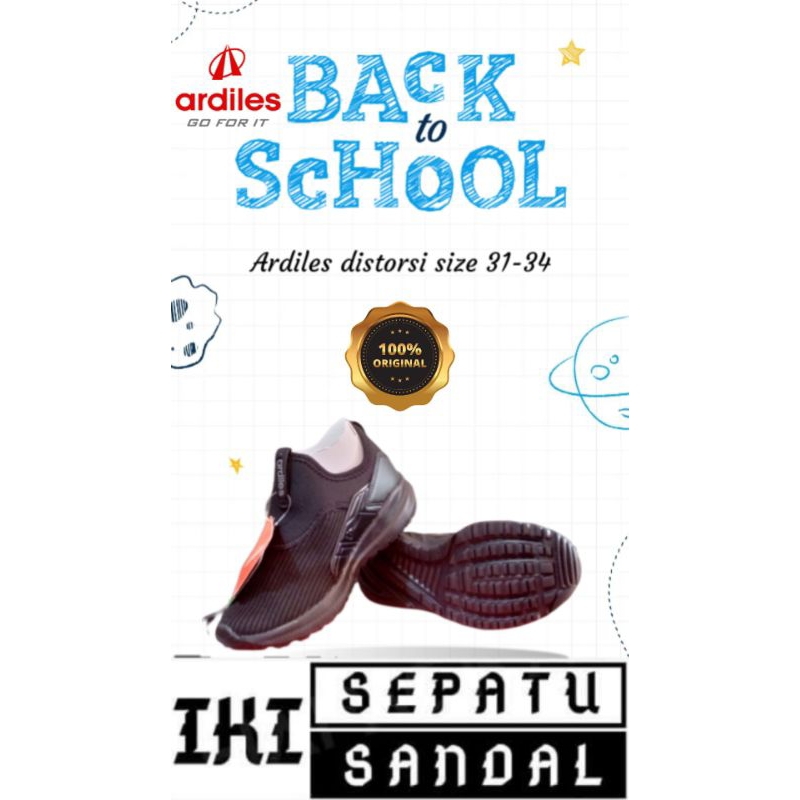 Sepatu sekolah Anak SD Ardiles Distorsi Sepatu sekolah anak hitam