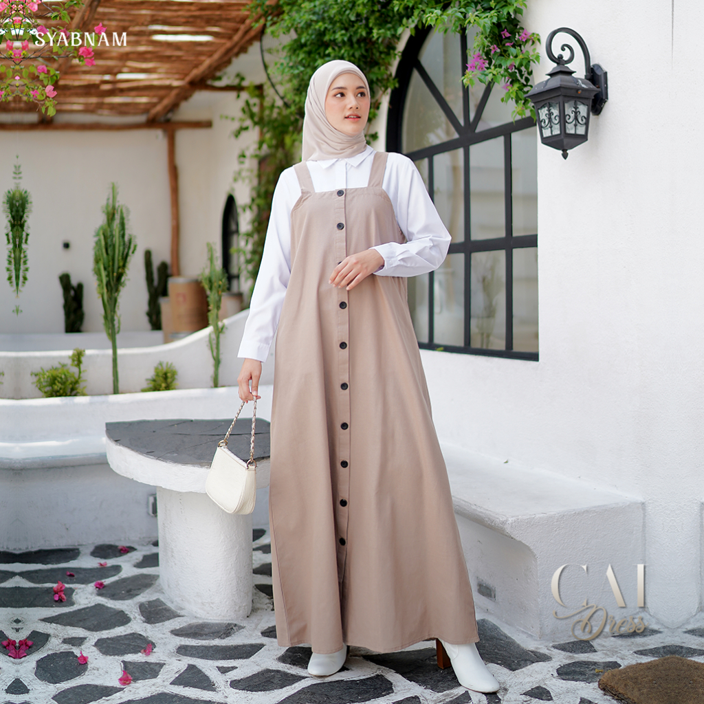 Cai Dress - Outer Dress Wanita - Brown dan Grey | Syabnam Official