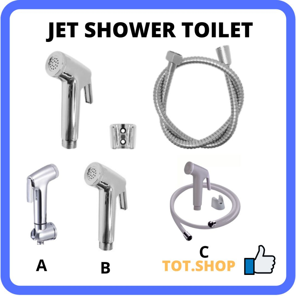 Set selang shower jet shower toilet kepala shower stainless