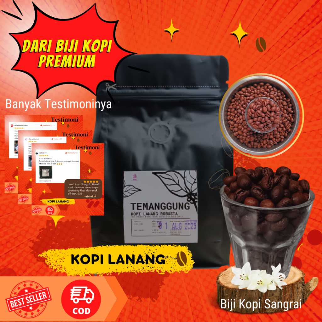 

Kopi Lanang Robusta Biji Sangrai Penambah Stamina Super Original 250 gram