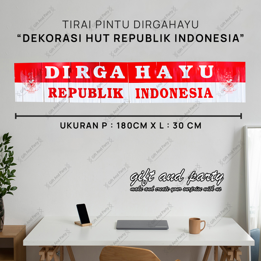 Tirai Dirgahayu RI / Garland Dirgahayu RI / Hiasan 17 Agustus / HUT RI