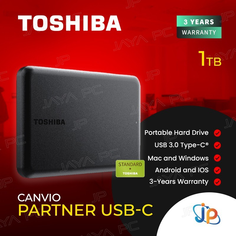 Toshiba Canvio Partner 1TB - HDD/ Hardisk / Harddisk External USB-C 3.2