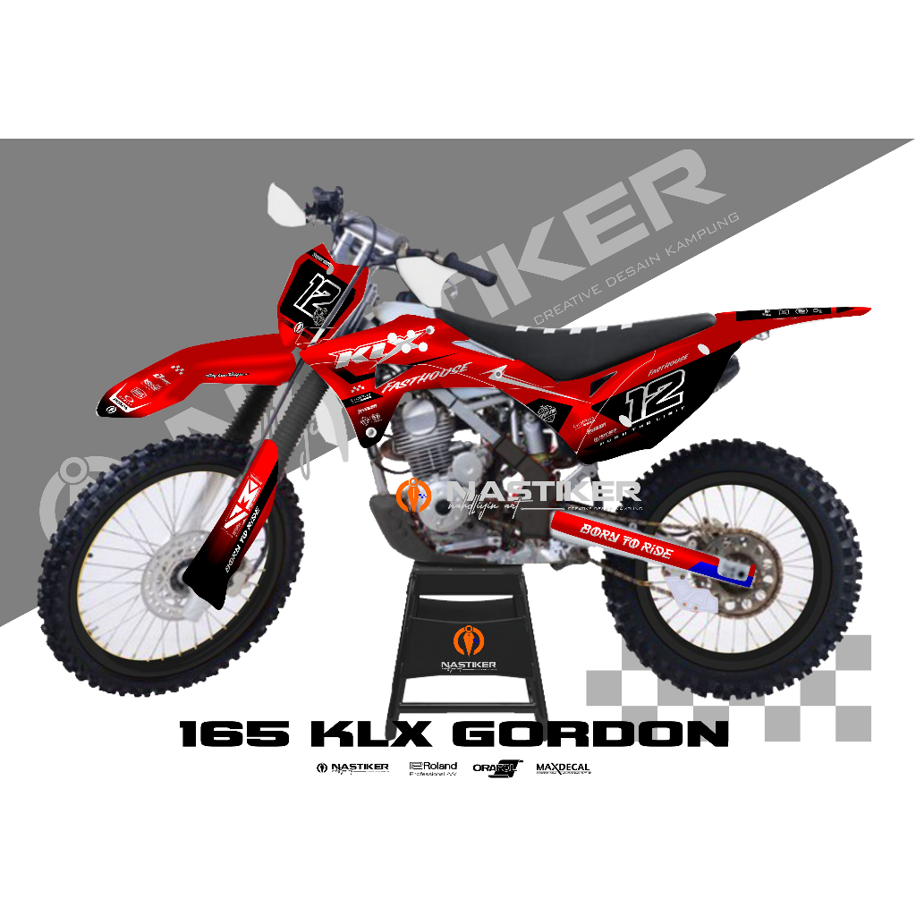 DECAL KLX GORDON FULL BODY MERAH - STIKER DECAL CRF KLX WR KTM KX FULL BODY DESAIN SUKA-SUKA